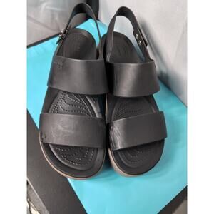 Women's Crocs Black LiteRide Brooklyn Low Wedge Platform Sandals Size 9 Black W